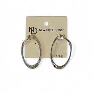 3/$25 NEW New Directions Shiny Silver Oval Earrings